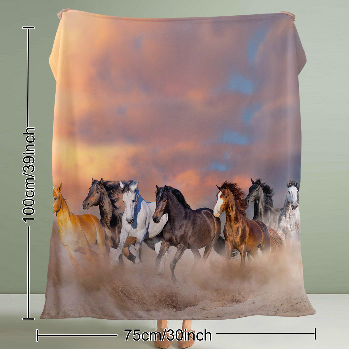 3D Horse Printed Flannel Throw Blanket | Soft Plush Fleece Blanket for Couch & Bed – Noor Mart