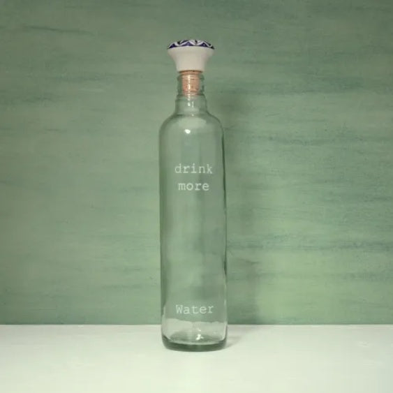 Drink More Glass Water Bottle 750ML – Reusable Clear Bottle with Ceramic Stopper – Eco-Friendly Drinkware – Noor Mart
