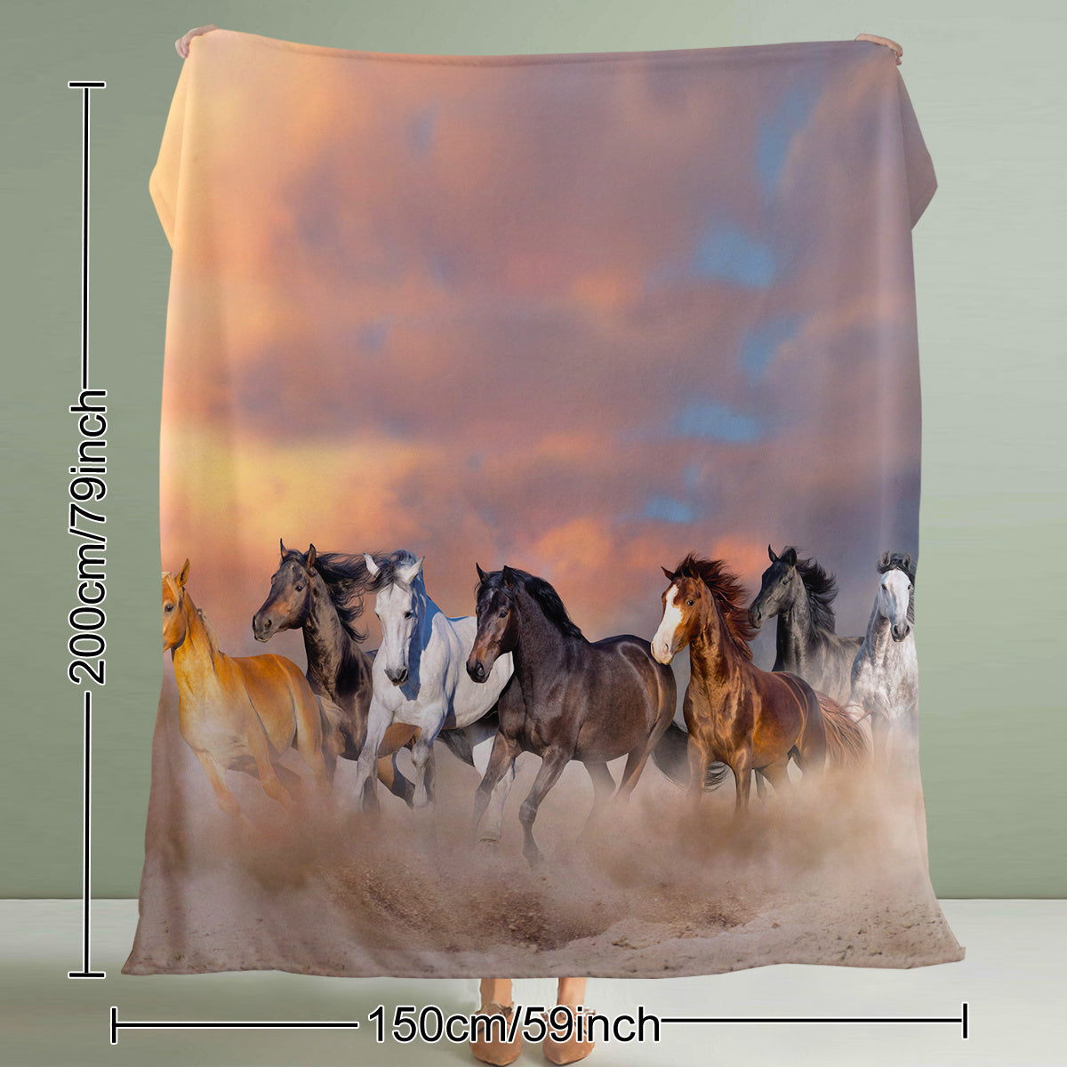 3D Horse Printed Flannel Throw Blanket | Soft Plush Fleece Blanket for Couch & Bed – Noor Mart
