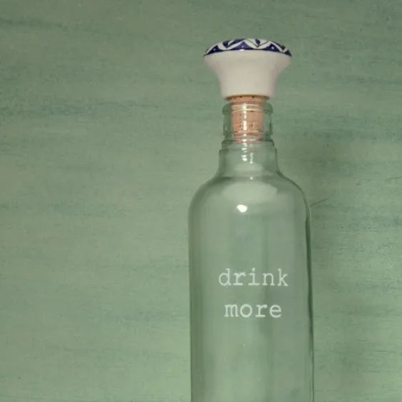 Drink More Glass Water Bottle 750ML – Reusable Clear Bottle with Ceramic Stopper – Eco-Friendly Drinkware – Noor Mart