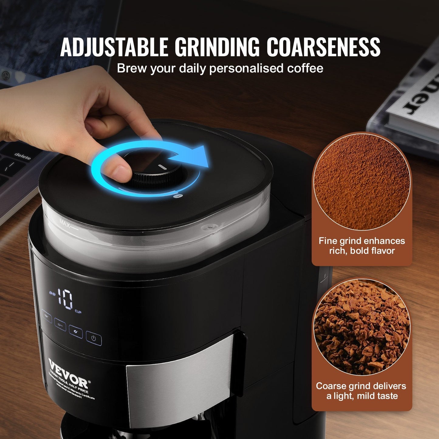 VEVOR 10-Cup Coffee Maker | Drip Coffee Machine with 3 Brew Strength Control – Noor Mart