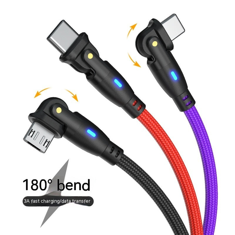 180° Bending Fast Charging Data Cable – Android USB Type-C 3A – Noor Mart
