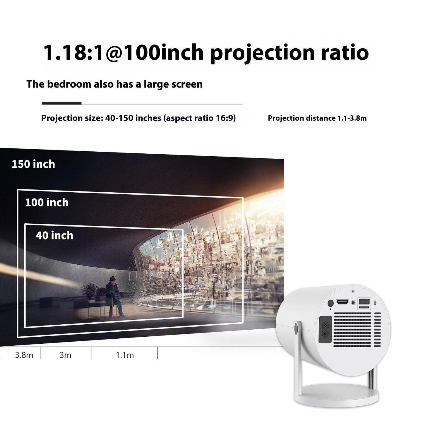 Portable Mini Projector – 180° Projection Angle, Automatic Focus, Home Video Projector for Movies & Entertainment – Noor Mart