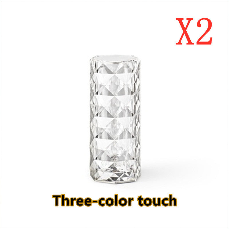 Nordic Crystal USB Table Lamp | Touch Dimming Diamond Night Light & Rose Projector – Noor Mart