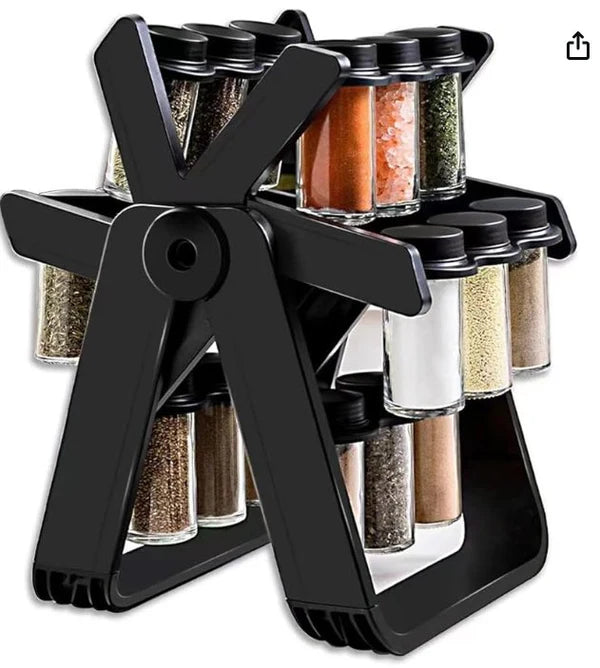 18 Jar Rotating Spice Jar – Kitchen Spice Rack & Organizer Set   طقم بهارات دوار 18 برطمان