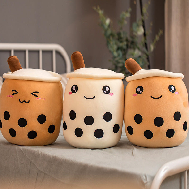 Cute Strawberry Milk Tea Plush Toy – Soft Boba Bubble Tea Cup Pillow Cushion for Kids & Gifts – Noor Mart