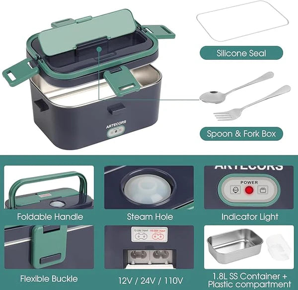 Electric Lunch Box – Portable Heated Food Container for Home & Office - صندوق الغداء الكهربائي
