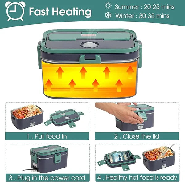 Electric Lunch Box – Portable Heated Food Container for Home & Office - صندوق الغداء الكهربائي