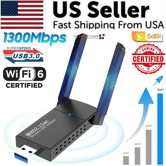 USB 3.0 WiFi Adapter 1300Mbps – Dual Band 5GHz/2.4GHz Long Range Wireless Network Dongle – Noor Mart