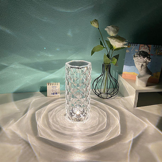 Nordic Crystal USB Table Lamp | Touch Dimming Diamond Night Light & Rose Projector – Noor Mart