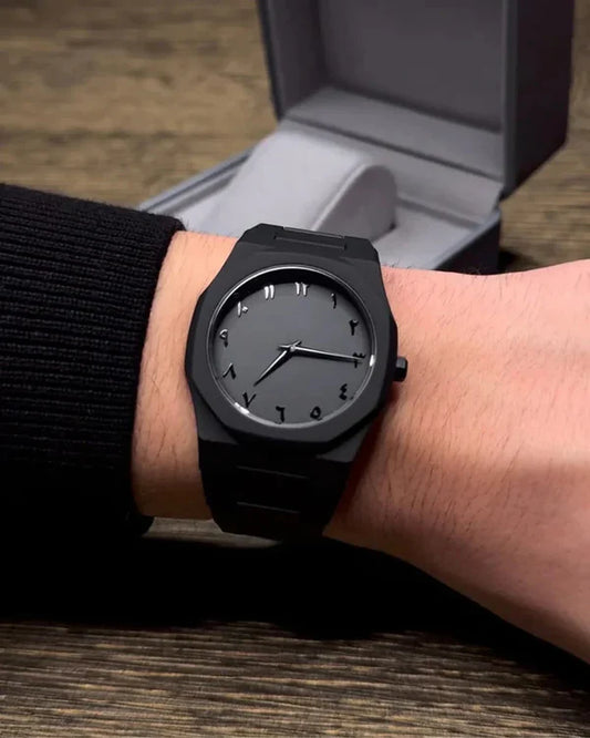 Black Aura Watch – Elegant Unisex Fashion Wristwatch