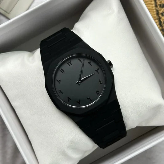 Black Aura Watch – Elegant Unisex Fashion Wristwatch