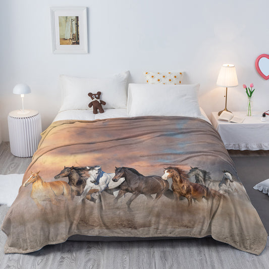 3D Horse Printed Flannel Throw Blanket | Soft Plush Fleece Blanket for Couch & Bed – Noor Mart