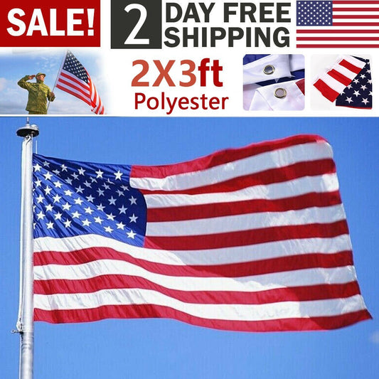 2 X 3 FT American Flag US USA National Double Sided Polyester Brass Grommets 60x90cm Flag – Noor Mart